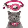 Collier pour chat AirTag - RPD Collier en nylon réfléchissant avec boucle de sécurité et clochette, Rouge rosé
