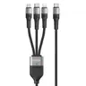 DUZZONA - 3-en-1 USB-C, 1.3m, noir - Adaptateur Lightning, Micro USB, Type-C, charge rapide 100W