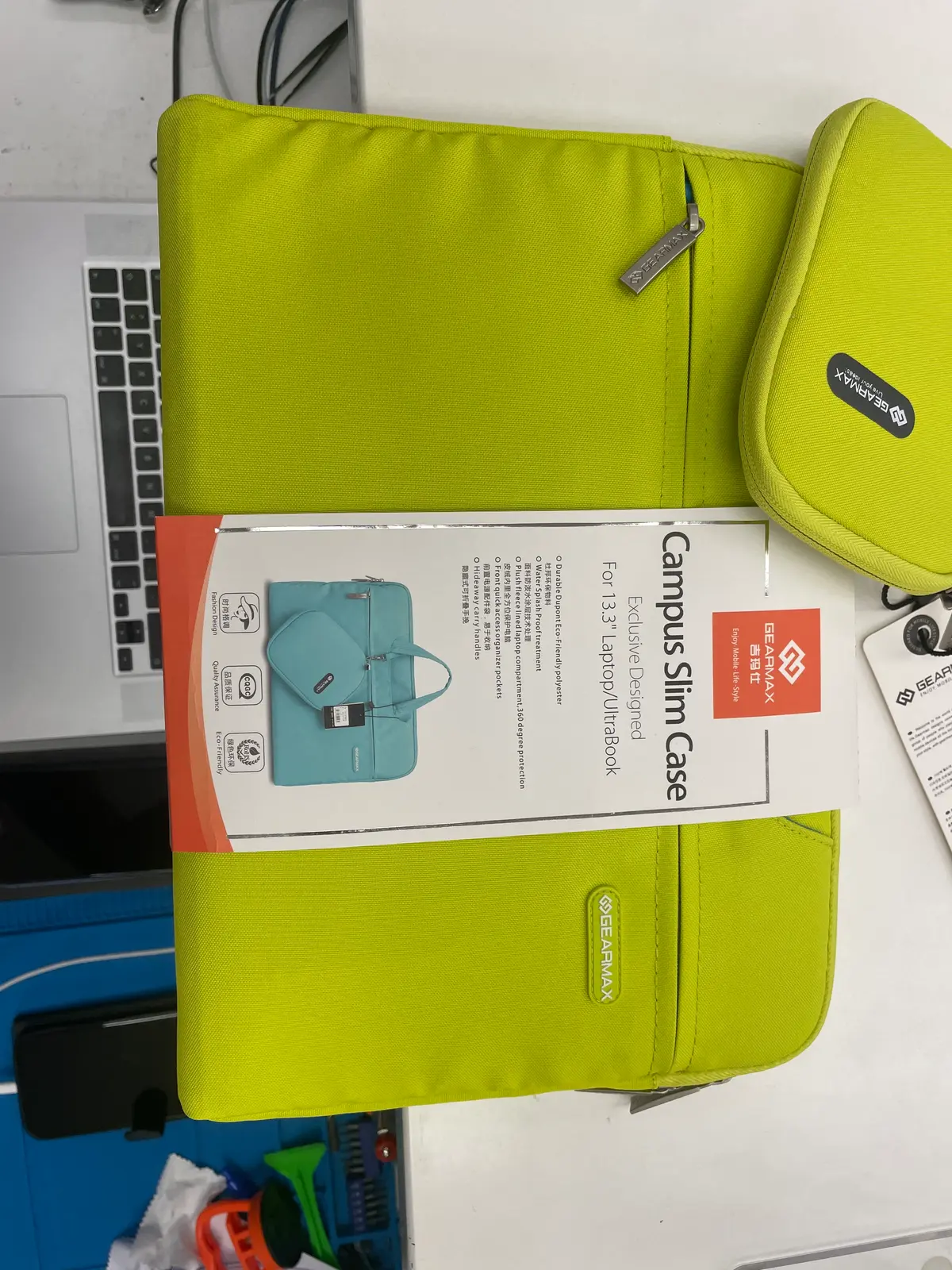 Gearmax - Custodia Campus Slim per Ultrabook 13,3 pollici verde neon