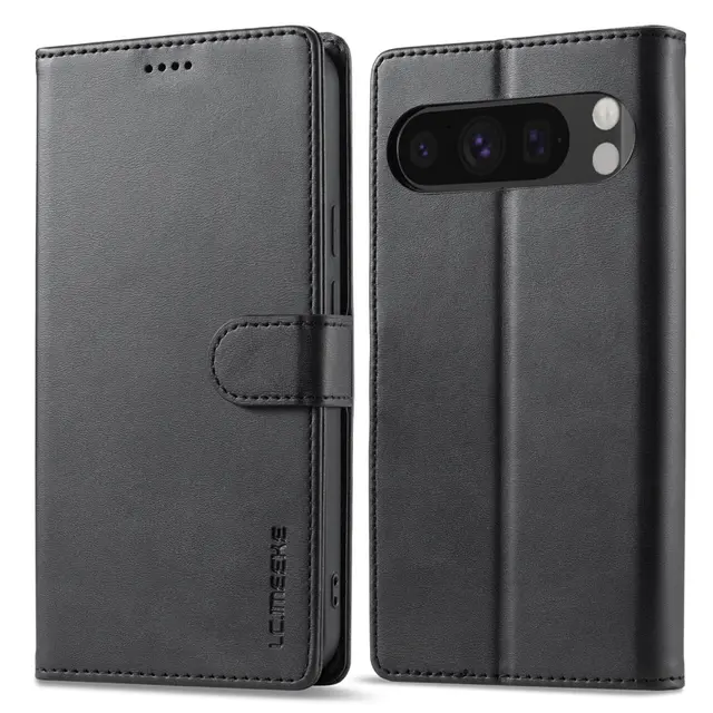 Google Pixel 10/10 Pro - Etui portefeuille LC.IMEEKE avec 3 emplacements pour cartes & fermeture magnétique, noir