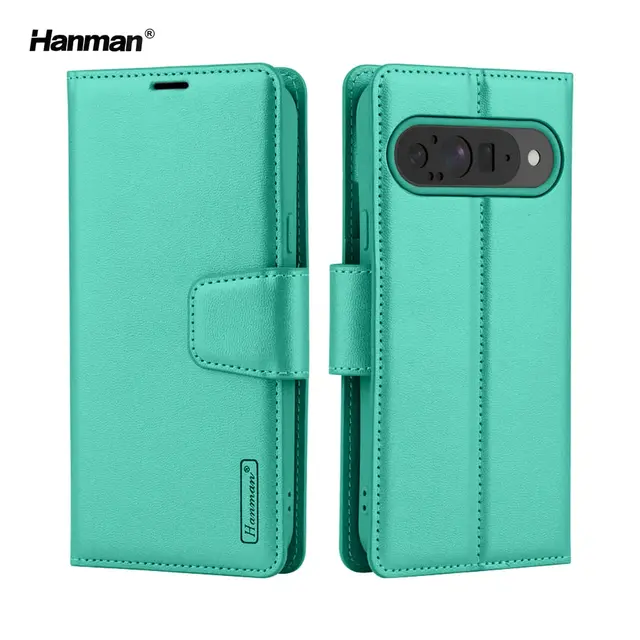 Google Pixel 10 Pro XL - Hanman Mill flip case with 3 card slots, turquoise