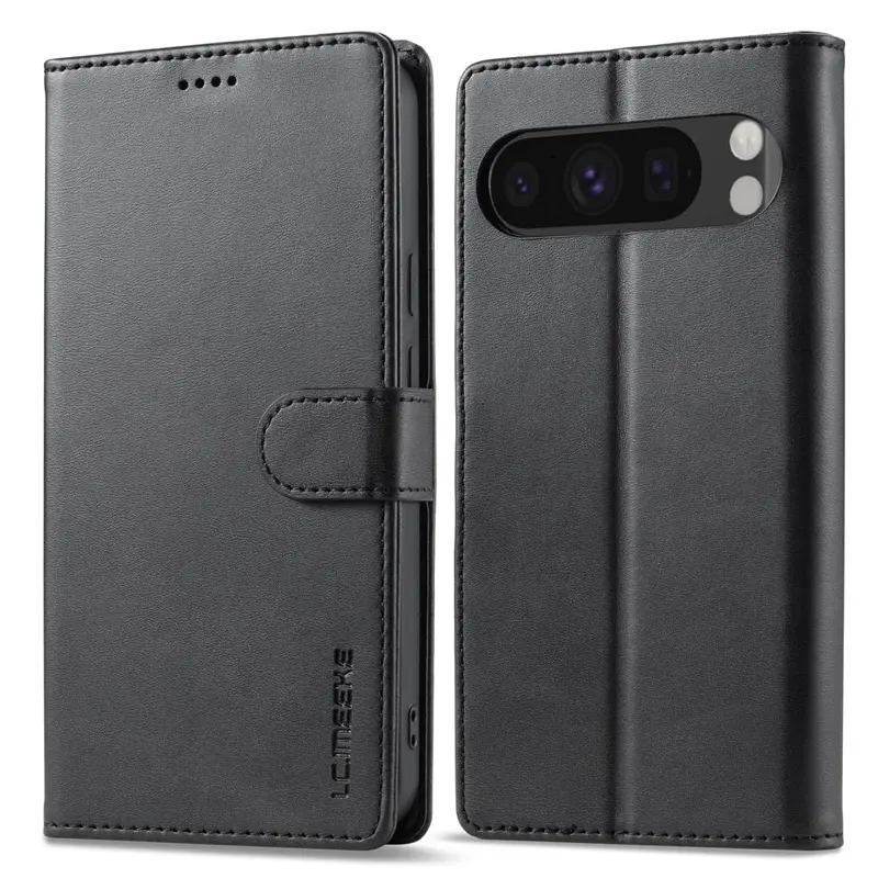 Google Pixel 8 - Etui portefeuille LC.IMEEKE avec 3 emplacements pour cartes & fermeture magnétique, Noir