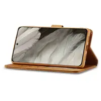 Google Pixel 8 - LC.IMEEKE Wallet Etui mit 3 Kartenfächern & Magnetverschluss, Hellbraun / Orange – Bild 3