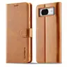 Google Pixel 8 Pro - LC.IMEEKE Etui portefeuille avec 3 poches pour cartes & fermeture magnétique,Marron clair / Orange