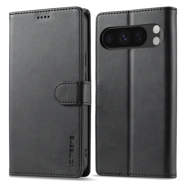 Google Pixel 9 / 9 Pro - LC.IMEEKE Custodia a portafoglio con 3 slot per carte e chiusura magnetica, nero