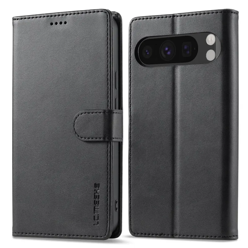 Google Pixel 9 Pro XL - LC.IMEEKE Wallet Etui mit 3 Kartenfächern & Magnetverschluss, schwarz