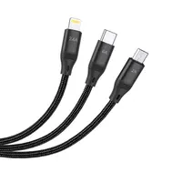 HOCO 3-in-1 Ultra 6A cavo dati a ricarica rapida per Lightning+Micro+Type-C, nero (U104) – Bild 2