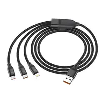 HOCO 3-in-1 Ultra 6A fast charging data cable for lightning+Micro+Type-C, noir (U104) – Bild 3