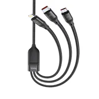 HOCO 3-in-1 Ultra 6A fast charging data cable for lightning+Micro+Type-C, schwarz (U104) – Bild 1