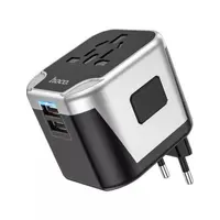 HOCO AC5 Travel Companion - Adaptateur de voyage universel avec 2× USB & 1× prise de courant, noir/gris – Bild 6