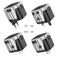 HOCO AC5 Travel Companion – Universeller Reiseadapter mit 2× USB & 1× Steckdose, schwarz/grau – Bild 4
