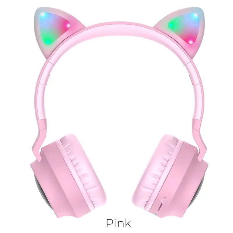 HOCO cats ears Bluetooth on-ear headphones in pink (W27)