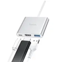Hoco HB14 Adaptateur USB-C pour USB | HDMI | USB-C Silver – Bild 2