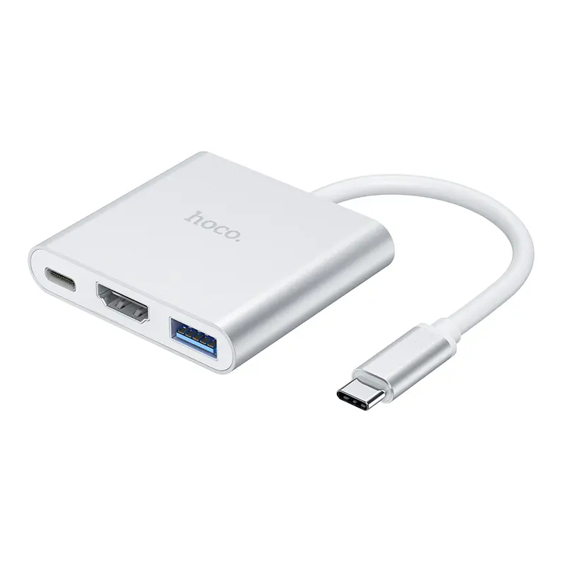 Hoco HB14 Adaptateur USB-C pour USB | HDMI | USB-C Silver