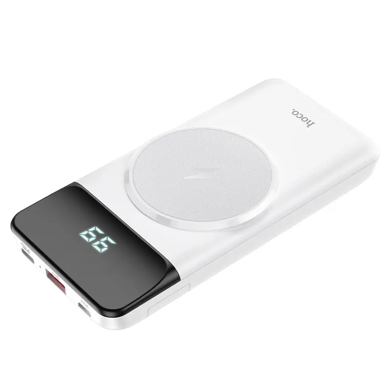 Hoco - J76 Bobby - Powerbank Hoco, 10000 mAh, ricarica rapida magnetica, bianco