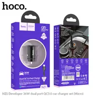 Hoco NZ1 Developer 36W Dual Port QC3.0 Car Charger Set (Micro-USB to USB), nero – Bild 6