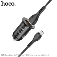 Hoco NZ1 Developer 36W Dual Port QC3.0 Kit chargeur voiture (micro-USB vers USB), noir – Bild 2