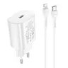 Hoco - PD25W Ladegerät Set mit Lightning-zu-Type-C Kabel, kompatibel mit iPhone, weiss