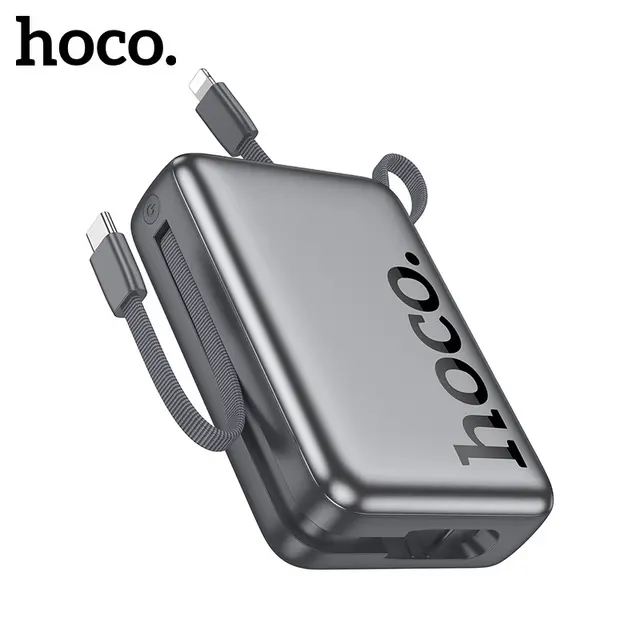 Hoco Q39 Powerbank 20000mAh, black - high-performance powerbank for smartphone and tablet with USB-C & lightning cable
