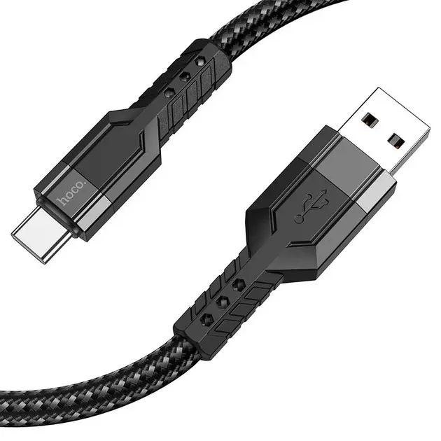 Hoco U110 1.2M robustes USB-C zu USB-A Kabel, black, langlebig und resistent