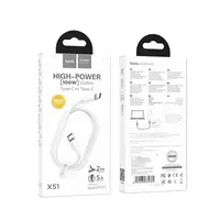 Hoco - X51 High-power 100W charging data cable type-C vers type-C, blanc, 2 mètres – Bild 7