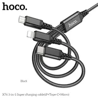 Hoco X76 3-in-1 Super charging cable(iP+Type-C+Micro), schwarz – Bild 1