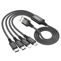 Hoco X76 4-in-1 Super Charging Cable - Hoco USB-C auf USB-C, Lightning & Micro, Rot/Schwarz/Blau, Aluminium/Nylon – Bild 2
