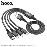 Hoco X76 4-in-1 Super charging cable(iP+iP+Type-C+Micro), schwarz – Bild 3