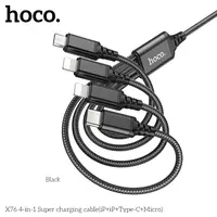 Hoco X76 4-in-1 Super charging cable(iP+iP+Type-C+Micro), schwarz – Bild 1