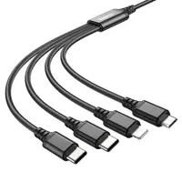 Hoco X76 Cavo di ricarica super 4 in 1 - Hoco da USB-C a USB-C, Lightning e Micro, rosso/nero/blu, alluminio/nylon – Bild 3