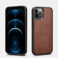 iCarer iPhone 12/12 Pro Crazy Horse Echt Leder Braun 2in1 mit RFID – Bild 2