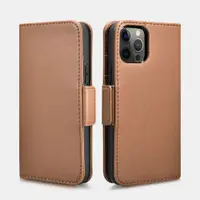 iCarer iPhone 12/12 Pro Haixing Series – portefeuille cuir véritable marron 2-en-1 – Bild 1
