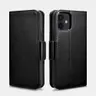 iCarer iPhone 12/12 Pro Haixing Series – wallet case vera pelle nera 2-in-1