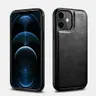 iCarer iPhone 12&12 Pro Oil Wax Echt Leder Schwarz Rückseite
