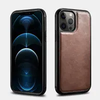 iCarer iPhone 12 & 12 Pro Oil Wax – vera pelle marrone, retro – Bild 1