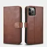 iCarer iPhone 12/12 Pro – vera pelle Crazy Horse marrone 2-in-1 con RFID