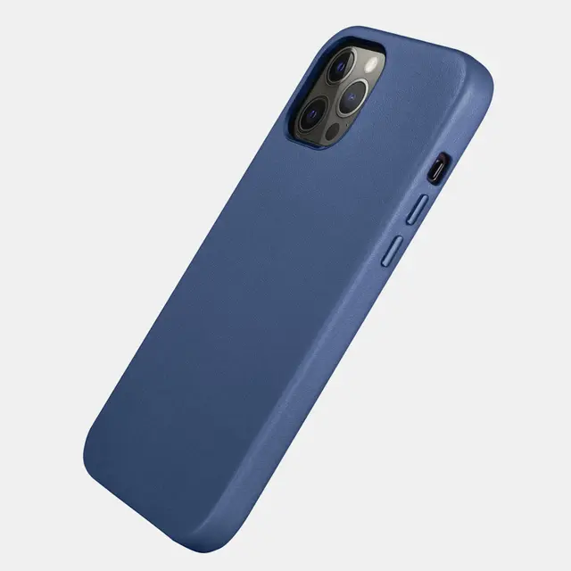 iCarer iPhone 12 Pro Max Custodia in vera pelle con MagSafe Blu