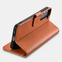 iCarer Samsung S22+ Custodia a libro in vera pelle nera – Bild 5
