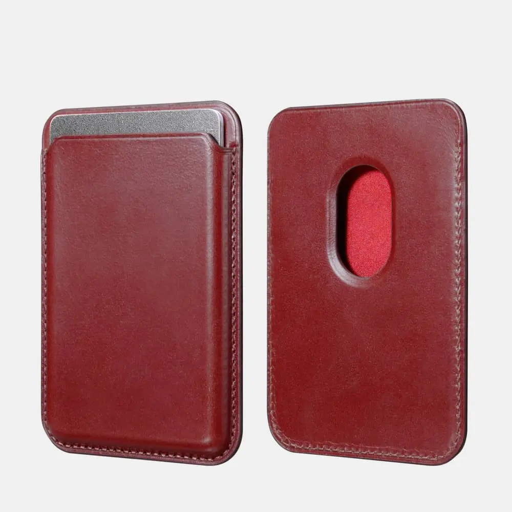 iCarer - Vintage Echtleder Magsafe Wallet Case Für iPhone 12/13, Mini/Pro/Max, Weinrot