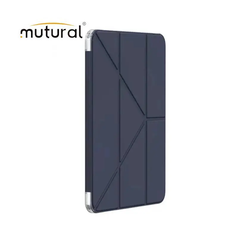 iPad 10.2" (iPad 7/8/9) - Étui portefeuille Mutural pour iPad avec porte-stylo, bleu foncé