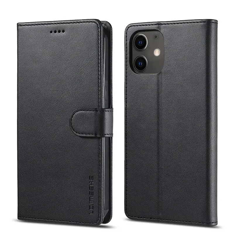 iPhone 11 - LC.IMEEKE Wallet Etui mit 3 Kartenfächern & Magnetverschluss, schwarz