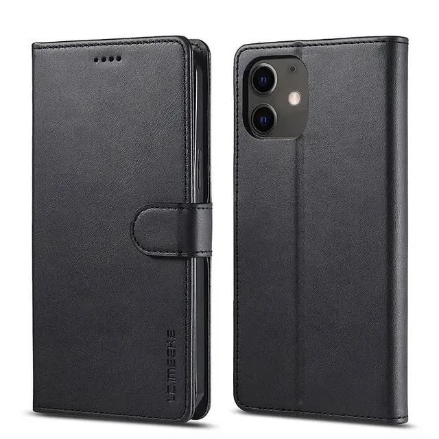 iPhone 11 Pro - LC.IMEEKE Wallet Etui mit 3 Kartenfächern & Magnetverschluss, schwarz
