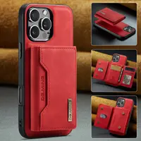 iPhone 12 / 12 Pro - DG.MING Back Case, leather look, card slots & magnetic closure, protective case, red – Bild 8