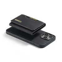 iPhone 12 / 12 Pro - DG.MING Etui, Leder-Optik, Kartenfach & Magnetverschluss, Schwarz – Bild 5