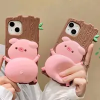 iPhone 12/12 Pro - Étui rose en forme de cochon avec fonction d'impression grinçante – Bild 2