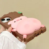 iPhone 12/12 Pro - Étui rose en forme de cochon avec fonction d'impression grinçante – Bild 4