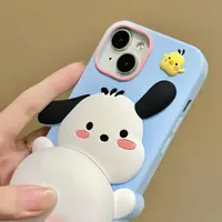 iPhone 12/12 Pro - Hund und Küken-Etui mit Quietsche-Druckfunktion – Bild 3