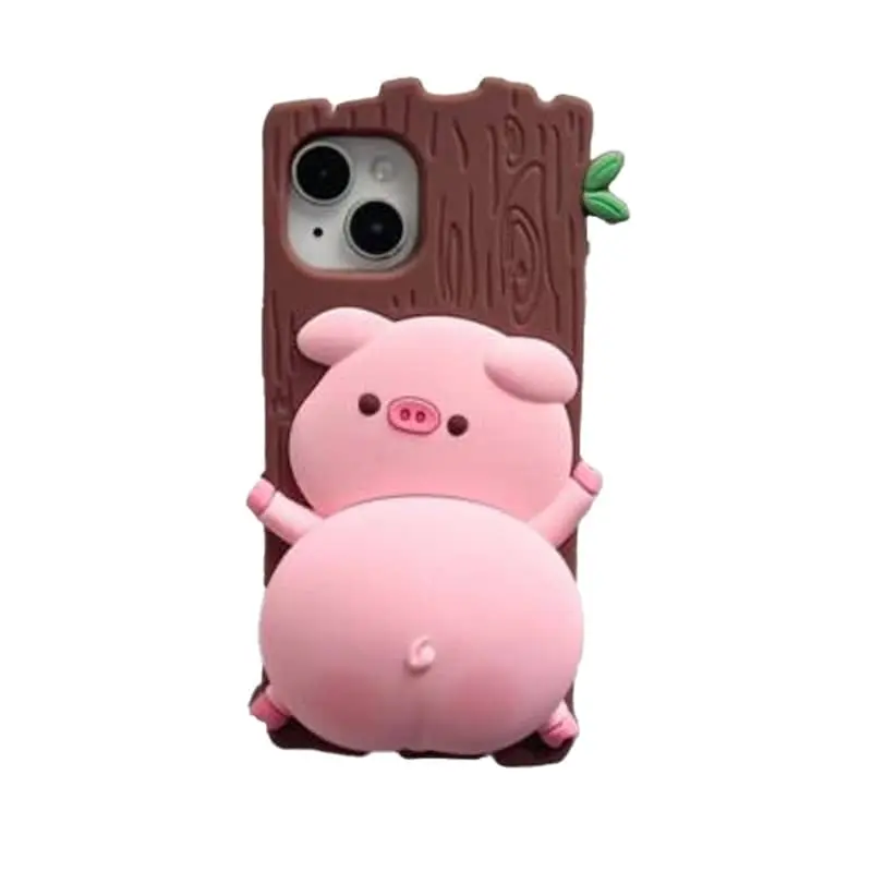 iPhone 12/12 Pro - Rosa Schweinchen-Etui mit Quietsche-Druckfunktion