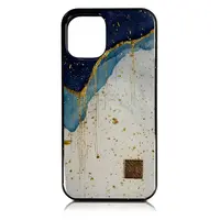 iPhone 12 Mini - TC Case D52 cover Golden Wave, blue and white with golden accents – Bild 1