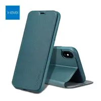 iPhone 12 Mini - X-Level FIBColor Flip Etui, Kunstleder, 360° Rundumschutz, Dunkelgrün – Bild 1